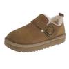 Womens Low-Cut Snow Boots With Hook-and-Loop Warm Faux Fur Lined Short Shaft Rubber Sole Non-Slip Winter Shoes