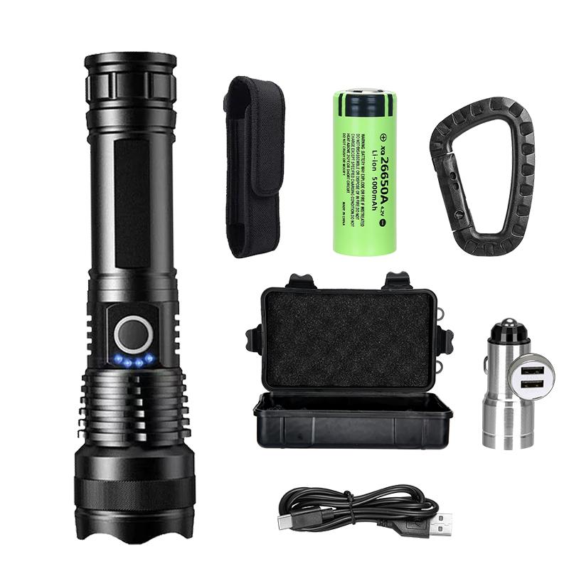 High Power Rechargeable LED Tactical Flashlight Aluminum Alloy Telescopic Zoom Torch Lamp Outdoor Camping Fishing Flashlight