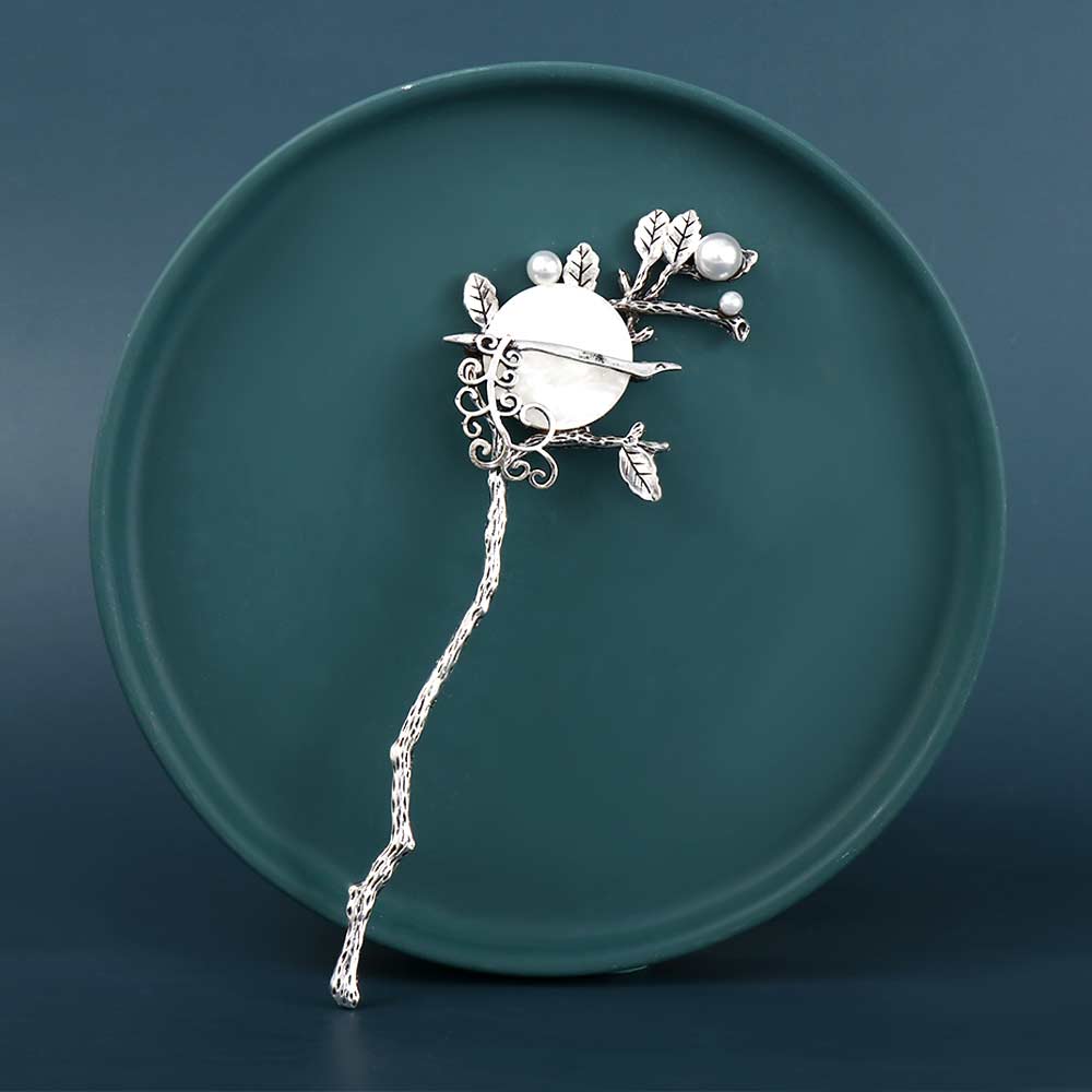 Chinese Style Hanfu Headwear Pearl Hair Accessories Women Hair Fork Moon Hair Stick Pearl Hairpins