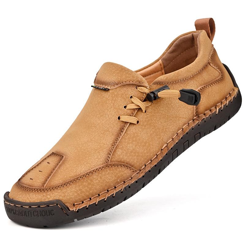 

Мужская кожаная обувь для активного отдыха, мужская обувь ручной работы, модная универсальная обувь без каблука, мокасины из натуральной кожи, повседневная мужская кожаная обувь большого размера 48 коричневый