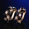 Ohrringe für Damen Schmuck 14K Gold Plated Pendientes Mode Runder Kreis Mosaik Klare Zirkonia Zirkon Stecker DIY Ohrring Schmuck