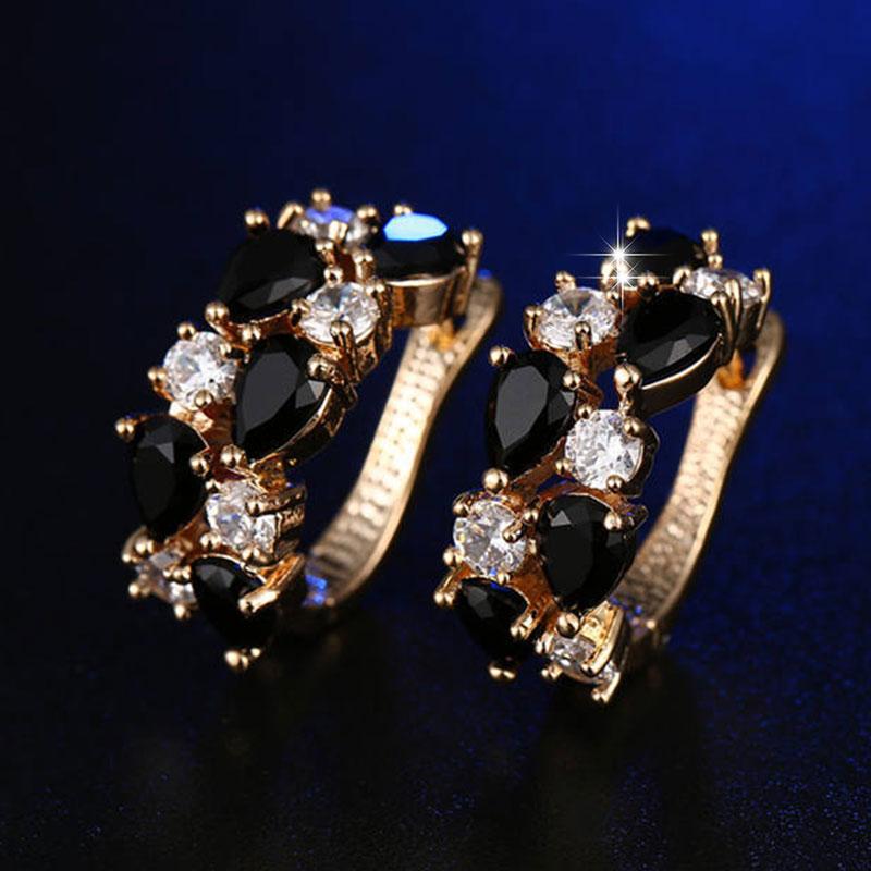 Ohrringe für Damen Schmuck 14K Gold Plated Pendientes Mode Runder Kreis Mosaik Klare Zirkonia Zirkon Stecker DIY Ohrring Schmuck