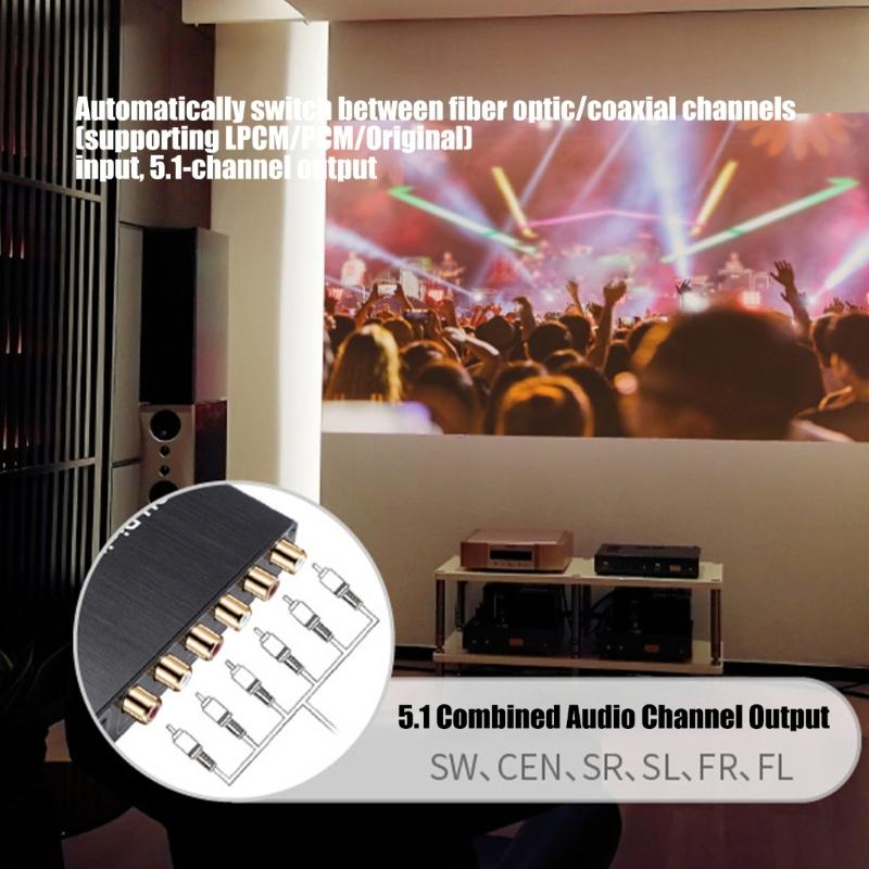 Decodifica audio digitale Decodifica da ingresso SPDIF a uscita audio surround analogica 5.1 per console di gioco TV monitor