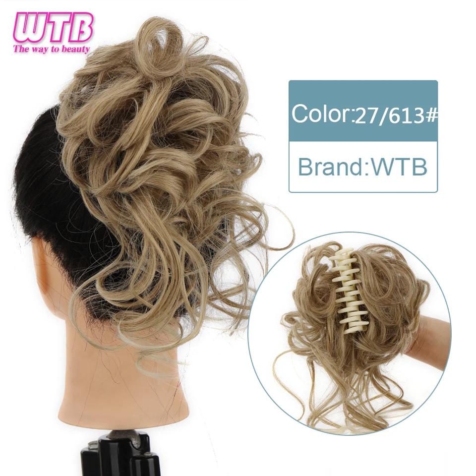 WTB Synthetic Messy Curly Claw Hair Bun Chignon Hair Extensions Scrunchy Fake False Hair With Tail for Women Hairpieces
