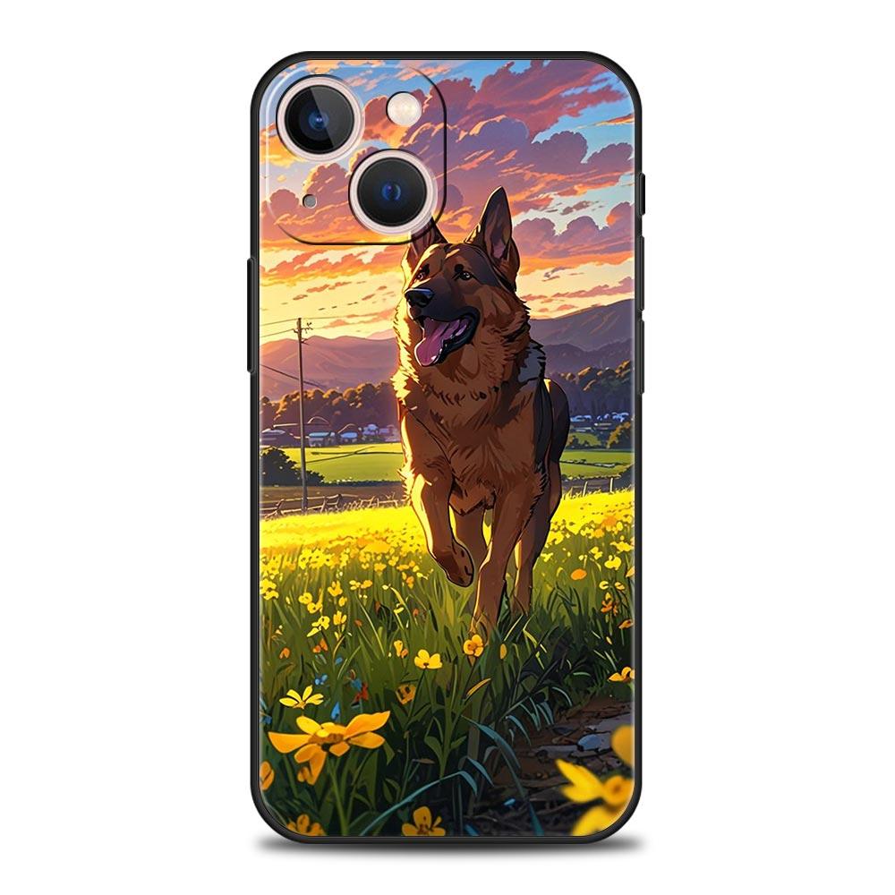 Phone Case For iPhone 17 16e 15 14 13 12 11 Pro Max SE 7 8 Plus Shell iPhone 16 Soft TPU Cover Beauty German Shepherd Dog