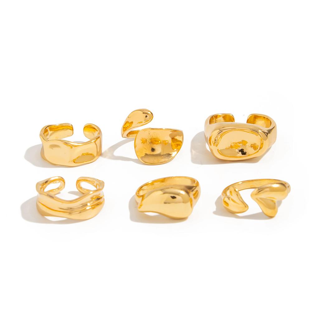 Wind Metal Lava Pleated Smooth Ring Set, Personalized Bow Joint Ring Ring Female