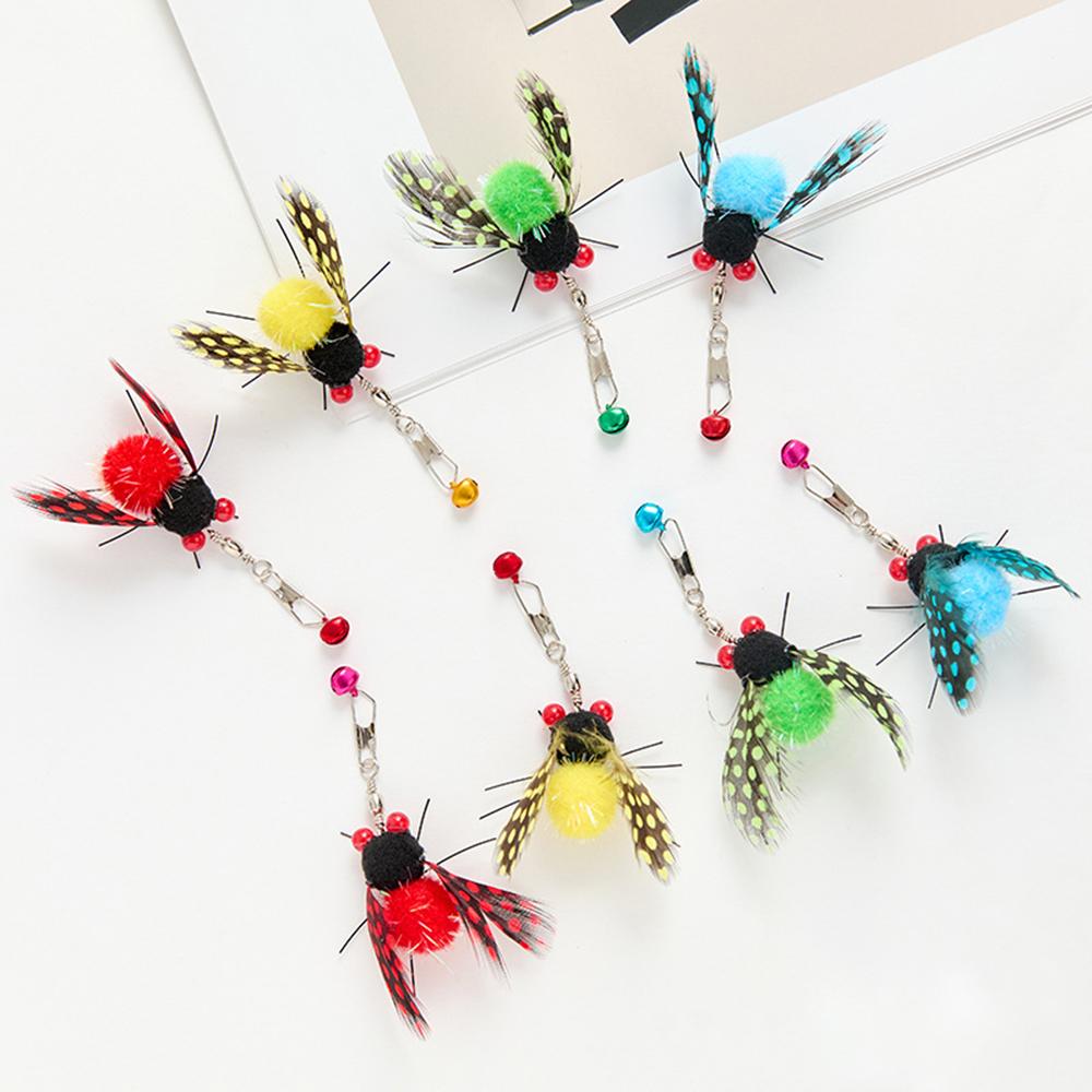 10pcs Mix Simulated Insect Cat Teaser Stick For Changing Heads Cat Toy Interactive Feather Pet Toy