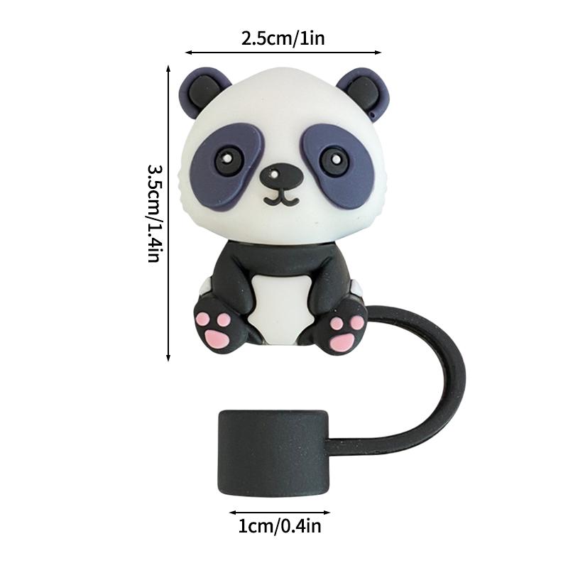 Silicone Rubber Plug Straw Cap Covers Dust-proof Straw Tips For Stanley Cups 3D Cute Animals Straw Cap Toppers Reusable