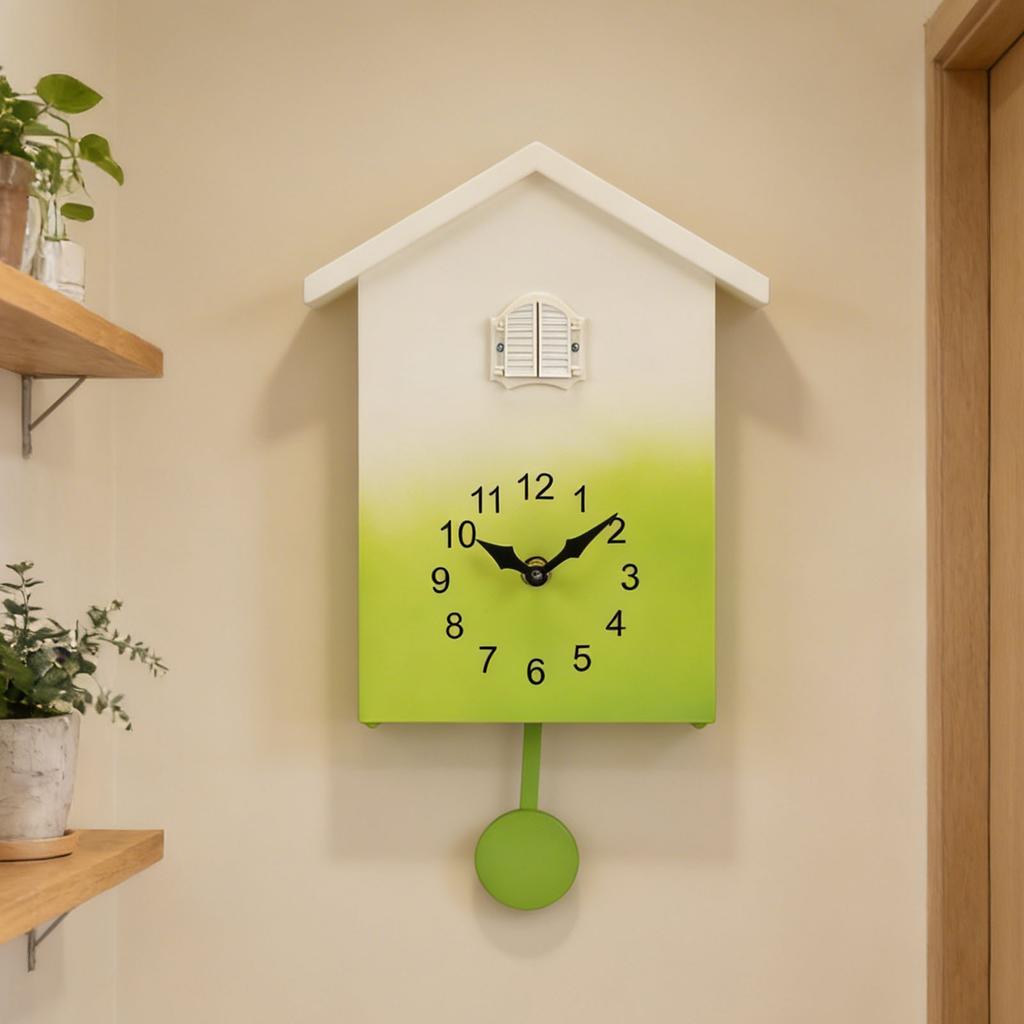 Cuckoo Clock with Cuckoo Bird Voices Modern Battery Operated Hourly Chiming Wall Clock for Study Living Room