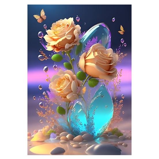 5D DIY Flower Leaves Pattern Diamond Art Vibrant Color Colorful Resin Adult Kids Rhinestones Painting Home
