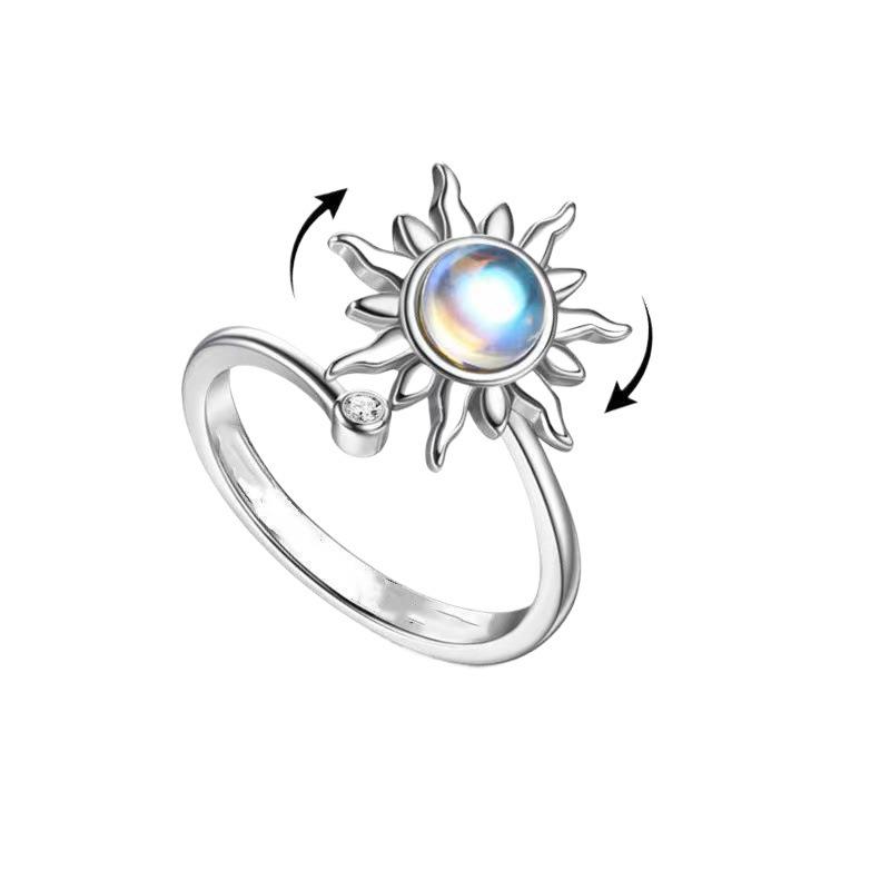 Adjustable Rotatable Sunflower Moonstone Ring – Women's Stylish Versatile Jewelry
