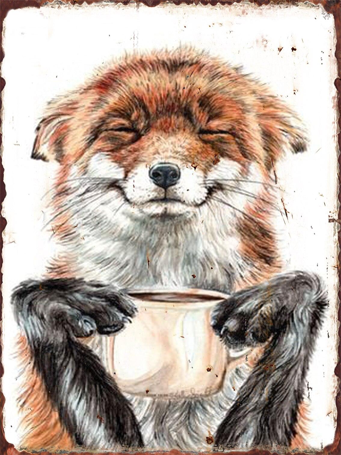 

Funny Coffee Animals Metal Tin Sign Kids Room Wall Art Decor Bedroom Hallway Garage Plaques Home Accessories 20x30cm（7.8x11.8inch）