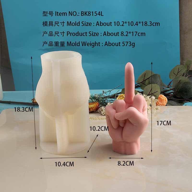 3D Middle Finger Silicone Candle Mold  Gesture Aromatherapy Plaster Art Soap Resin Crafts Casting Molds Holiday Party Gifts