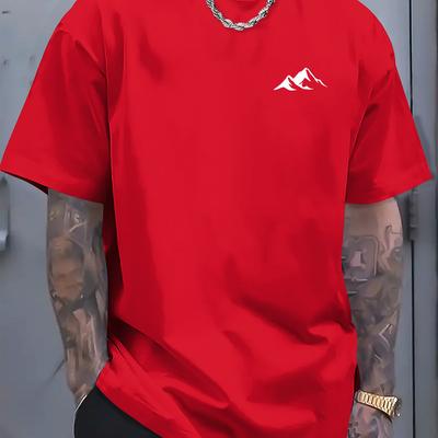 Men O Neck Short Sleeve Print T-shirt Cotton Comfortable Tee Man