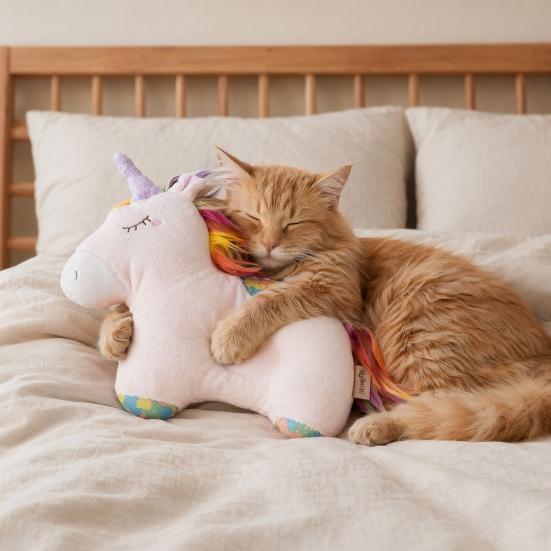 Cartoon Pet Sleeping Pillow, Soft Neck Support Cushion for Small Dogs Cats, Crinkle Sound Toy for Anxiety Relief