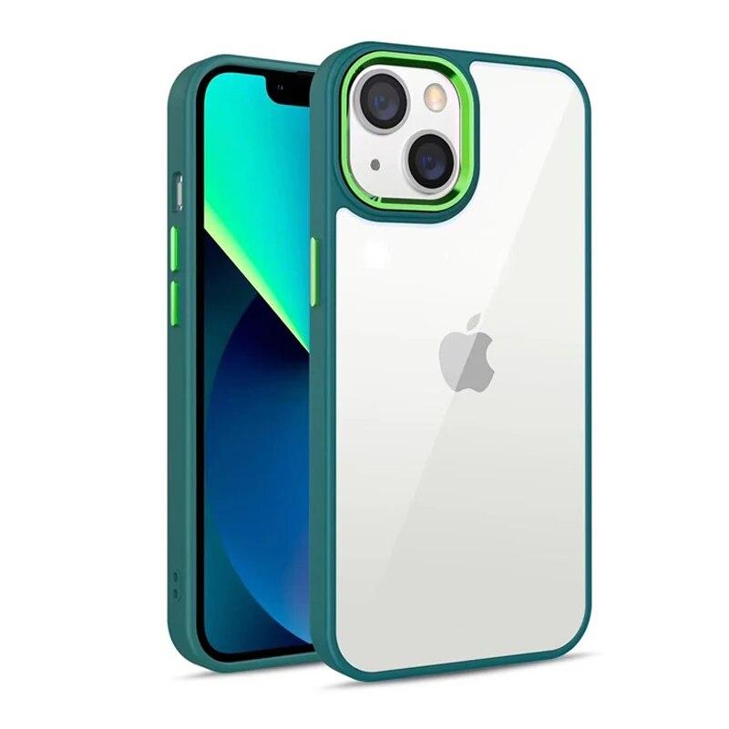 

For iPhone 13 Plating Acrylic Shockproof Phone Case For iPhone 15 14 12 11 13Pro Max XR XS Max Clear Anti-Fall Bumper Back Cover