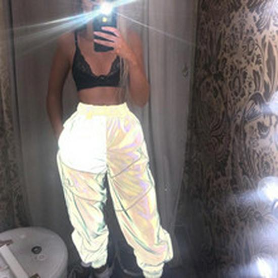 Pantaloni Sportivi Casual Patchwork Riflettenti a Vita Media Europei e Americani Autunno/Inverno 2026