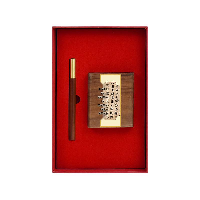 Chinese Solid Wood Pen Holder: Premium Desktop Ornament & Corporate Gift In Elegant Gift Box