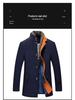 Men's European Size Wool Blend Business Overcoat with Scarf - Autumn/Winter Fashion, Wrinkle-Free Design, Cross-Border Style