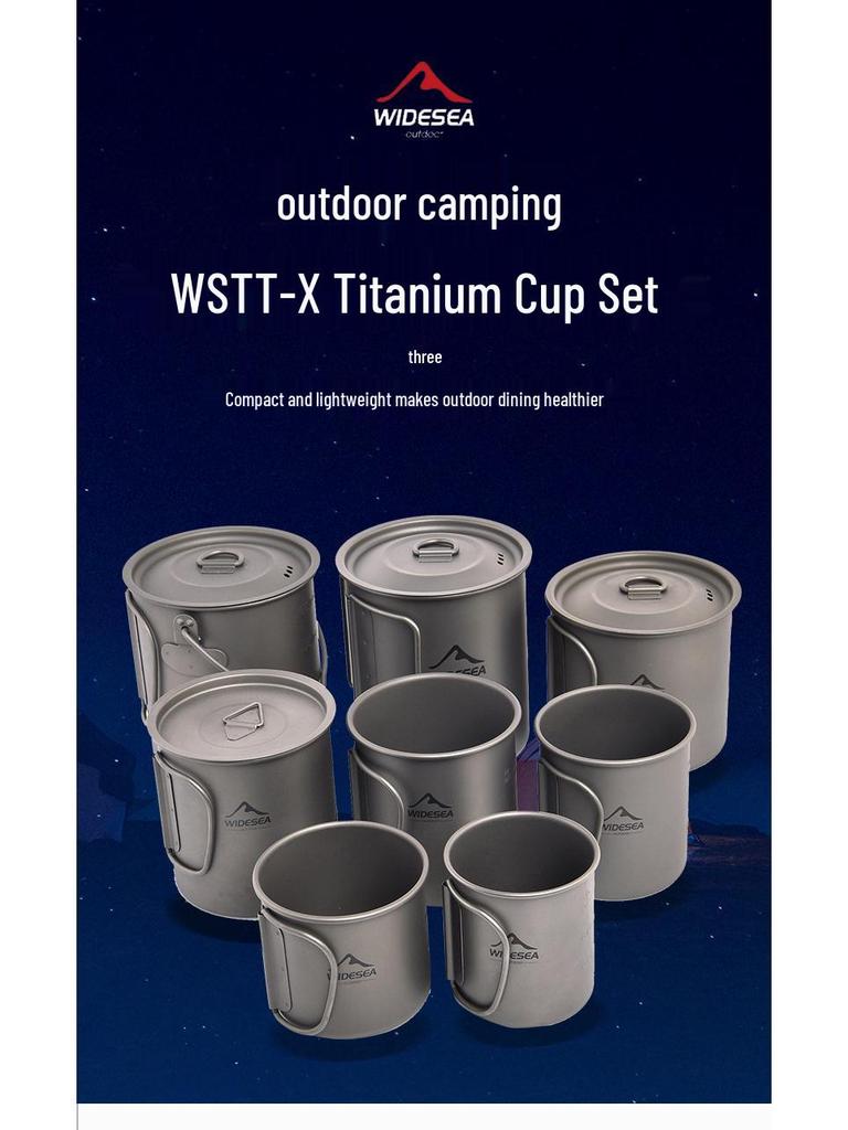 Widesea Lightweight Titanium Camping Cup with Lid - Portable and Easy to Store Tableware