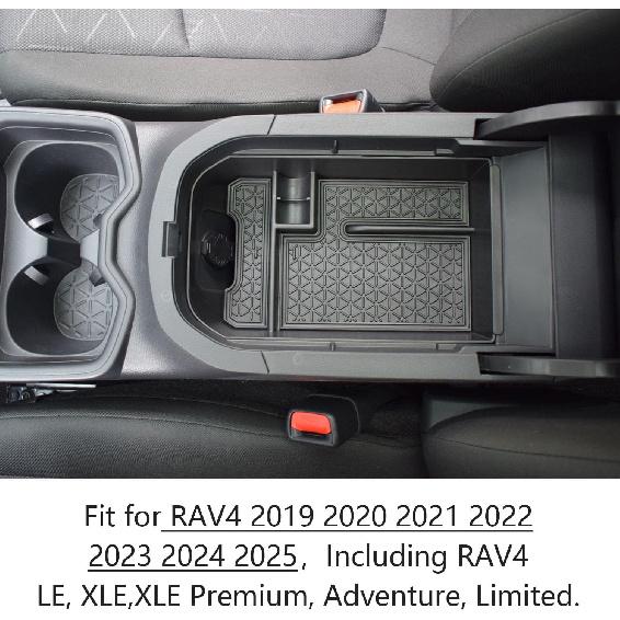EDBETOS 3PCS Center Console Organizer Tray Set Compatible With Toyota RAV4 -2024 2025 And -2025 Prime Accessories Ert Armrest Storage Box, Dash