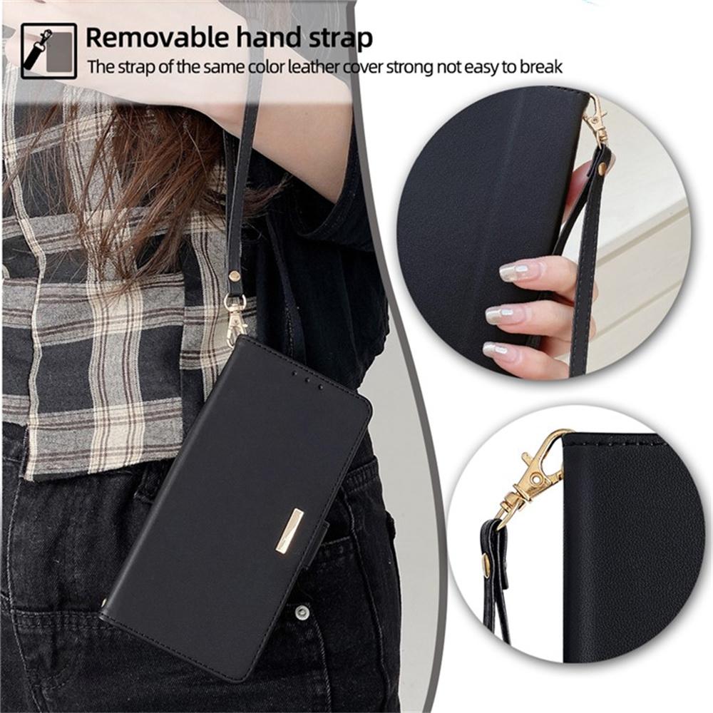 For Xiaomi Civi 5 Pro 5G Case PU Leather Wallet Stand Phone Cover with Crossbody Shoulder Strap