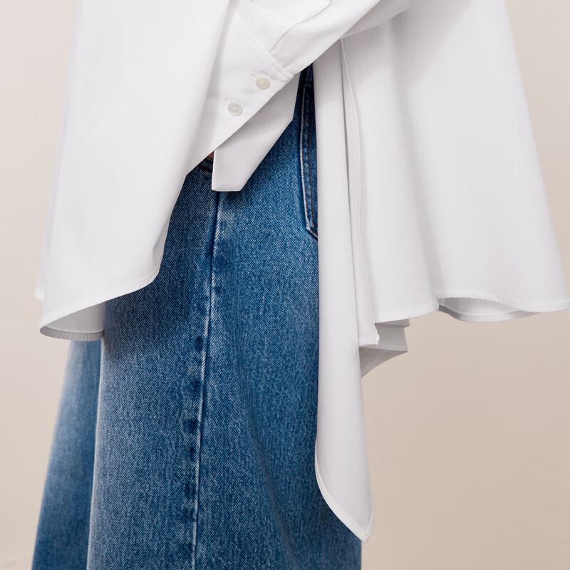 LESS 2024 Autumn H-Line Cotton Denim Maxi Skirt