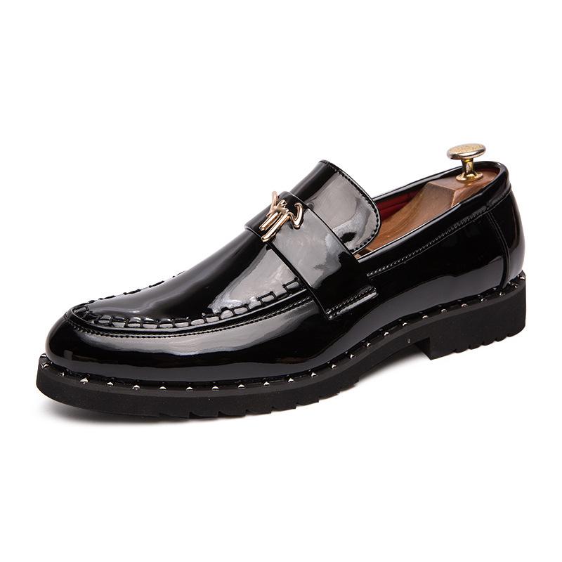 Men's Shiny Patent Leather Slip-On Pointed Toe Casual Shoes