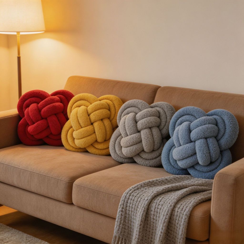 Knoten-Kissen mit Lammwollbezug für moderne Wohnkultur