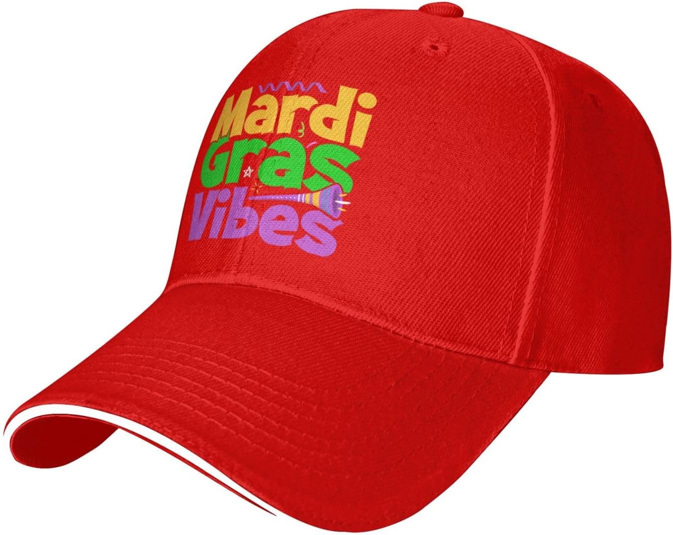 

Mardi Gras Vibes Baseball Cap Adjustable Polyester Casual Outdoor Sports Hat Unisex One Size