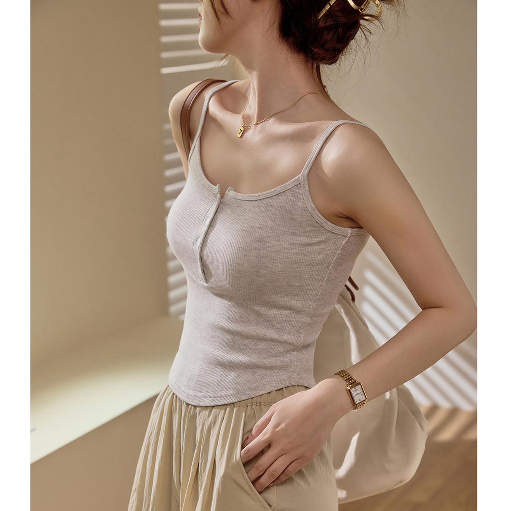 Buttoned Camisole Vest for Women's Summer Outer Wear New Style with Short Bottoming Top