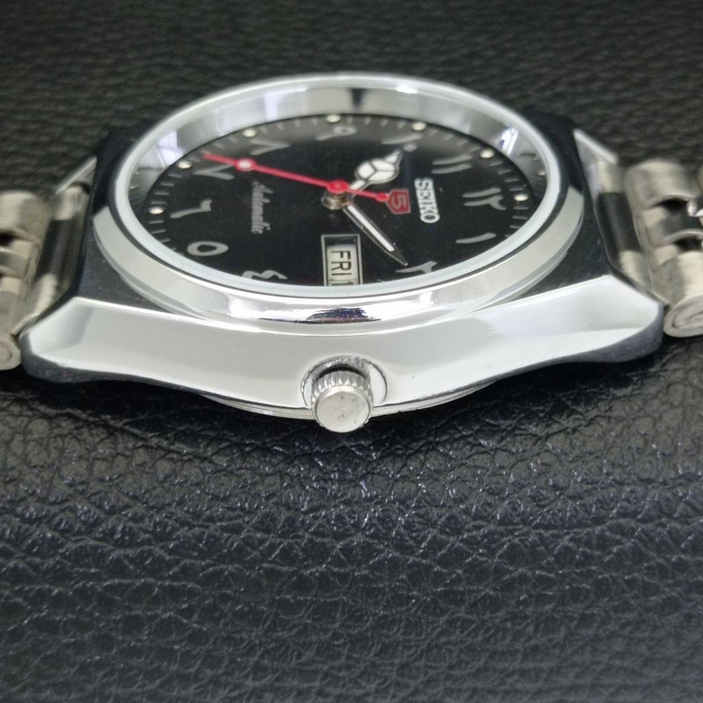 JAPAN VINTAGE REFURBISHED SEIKO 5 AUTOMATIC 6309A MENS BLACK WATCH A441349-5 Sk-a441349