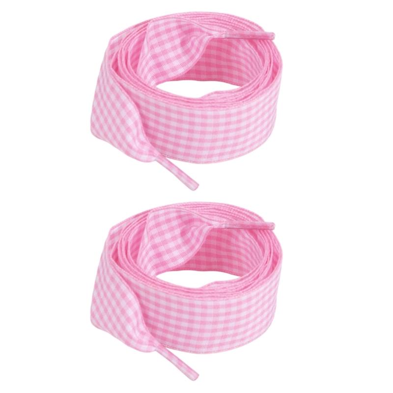 Checkered Shoelaces Soft Polyester Shoe Laces Replacement Anti Slip Sneakers Laces For Athletic Shoe and Casual Footwear розовый