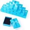 Craftdady 12 Pack Light Sky Blue Jewelry Boxes, Small Rectangle Paper Jewelry Present Boxes with Lids Bowknot Necklace Pendant Ring Earring Packing