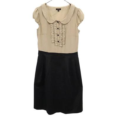 Made In Japan Short Sleeve Switching One Piece 4 Brown X Black Women Used