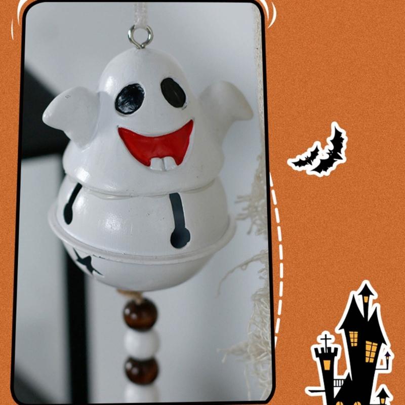 Ghostly Resin Aeolian Bell Ornament Halloween Bell Hanging Decorations For Door Entryway Window Wall Holiday Decoration