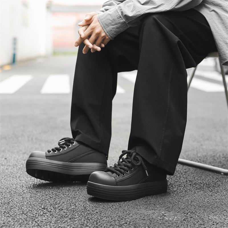 Fashion Men's thick soled board shoes classics Black trendy style Leisure Outdoor Fashion Party Daily casual height increasing shoes