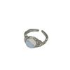 Korean Iridescent Moonstone Ring - Blue/White Gradient, Irregular Texture, INS Style