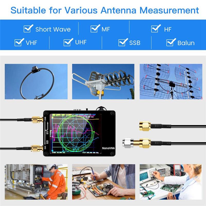 ABIY 2023 New NanoVNA-H Vector Network Antenna Analyzer 10KHz-1.5GHz MF HF VHF UHF Slot Spectrum Tester