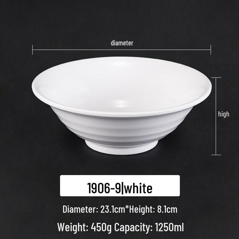 Elegant White Thickened Melamine Noodle Bowl