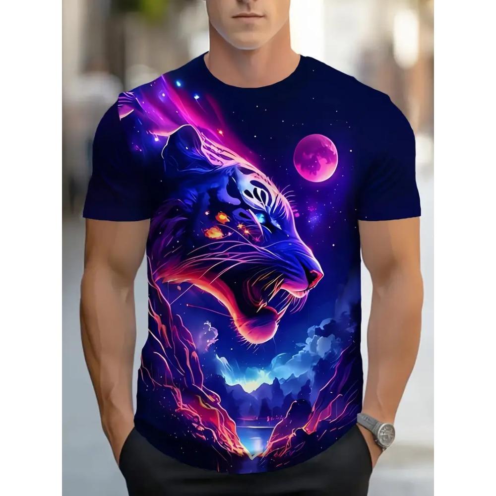 Summer Fashionable Cartoon Pattern 3d Printed Loose Soft Comfortable Plus Size Short Sleeved Round Neck Men's Casual Sport T-shirt