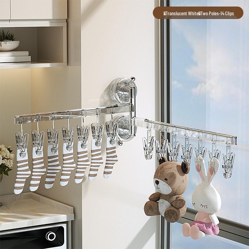 Saugfuß Socken Trockenständer: Mehrfach-Clip Faltbügel für Unterwäsche und Kleidung