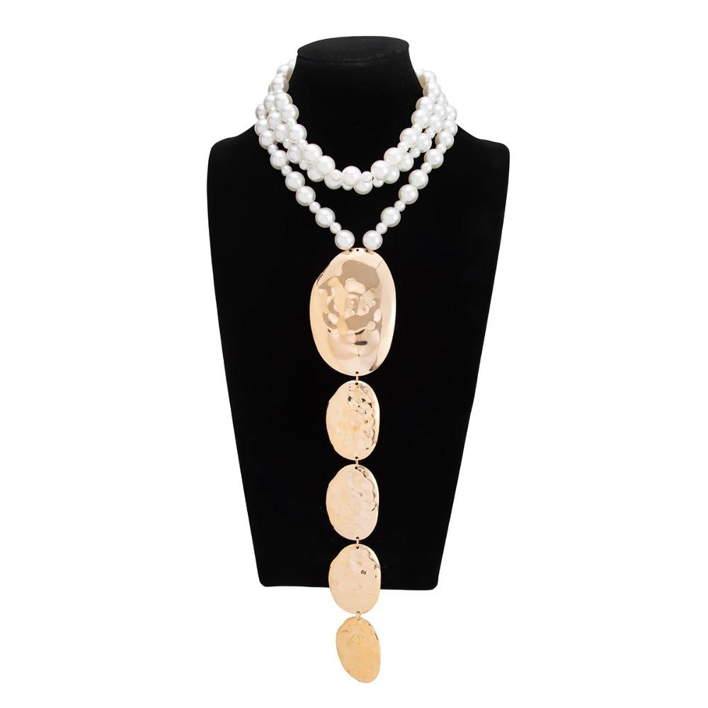 Exaggerated Imitate Pearl Beaded Choker Fashion Charm Style Necklace  For Women золотой