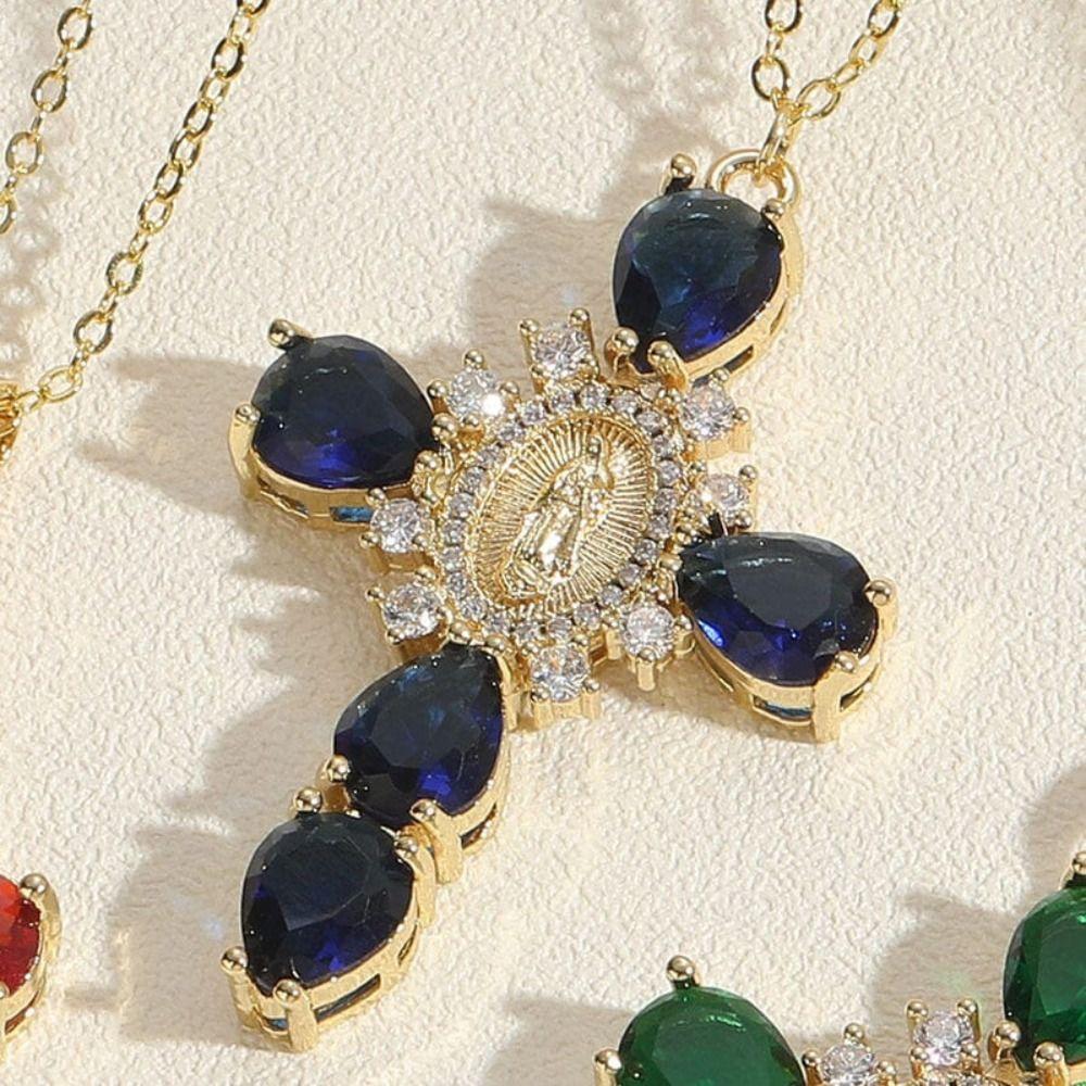 Valentinstagsgeschenk O-Kette Halskette Partyzubehör Kette Choker Neuer Zirkon Kreuzanhänger