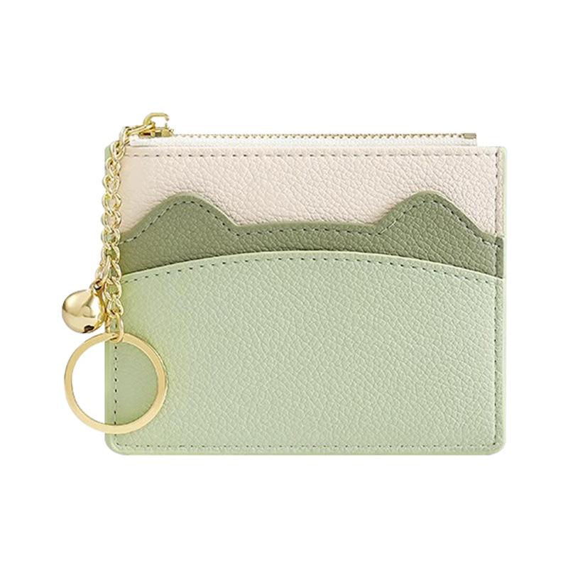 

Корейский милый держатель для карт из искусственной кожи с кошачьими ушками, ID кредитный деловой рабочий держатель для карт, женский маленький органайзер для монет, мешочек для денег зелёный