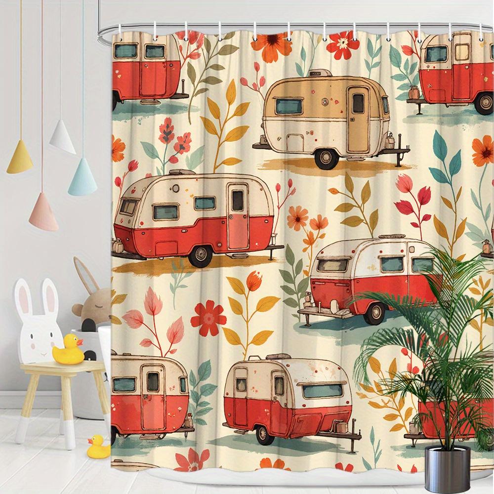 1 szt. Zasłona prysznicowa w stylu vintage z motywem retro kwiatowym i botanicznym, idealna do dekoracji łazienki w domu, Zasłony prysznicowe do łazienki