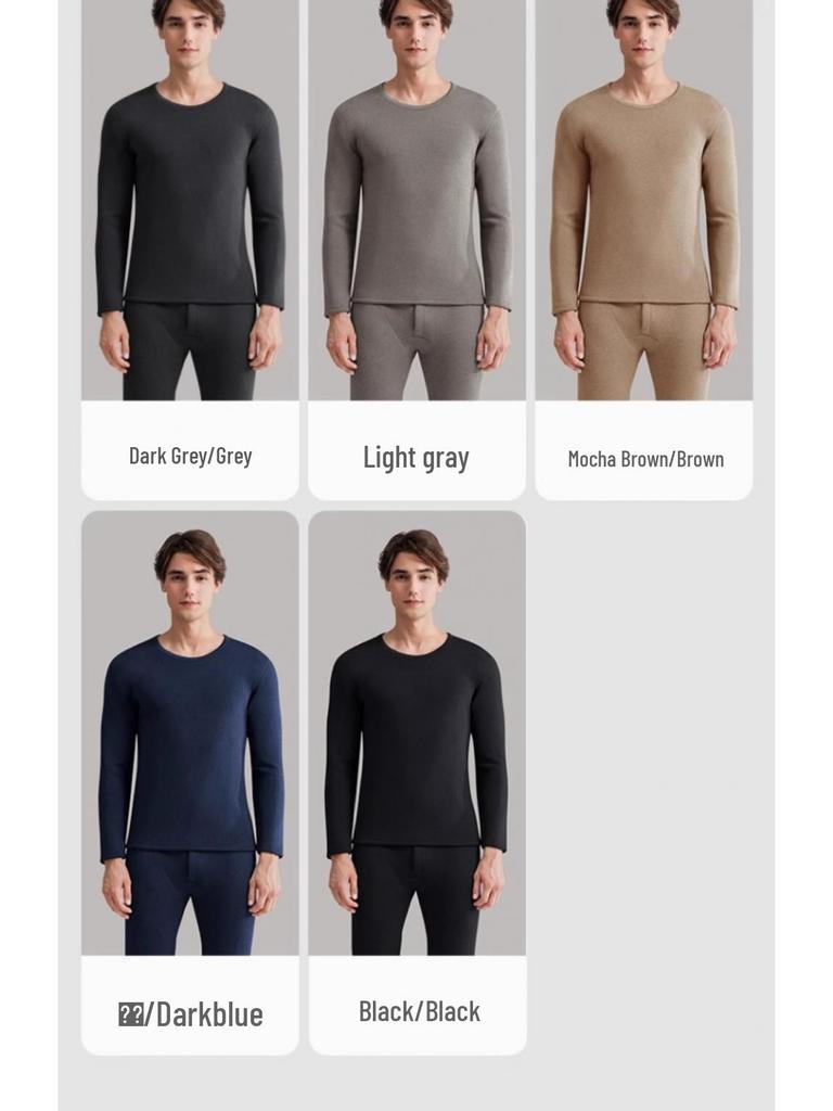 Men's Thick Lambswool Thermal Underwear Set - Velvet-Enhanced for Cold Protection, Heat Retention, and Autumn/Winter Comfort