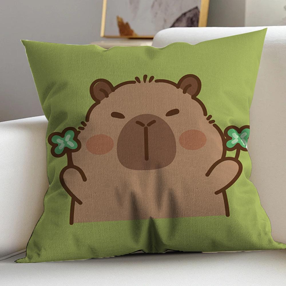 Cute Cartoon Capybara Cushion Cover Pillowcase Upholstery Sofa Throw Pillow Home Decor Pillowcas