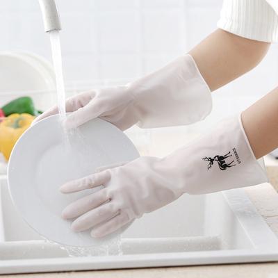 1 paio di guanti per lavare i piatti in gomma traslucidi, impermeabili, per lavare i vestiti, per lavare i piatti, per pulire i piatti, in plastica, per lavori domestici