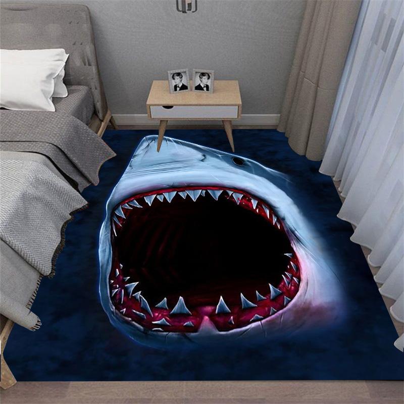 Terrifying Great White Shark White Shark White Death Carpet Floor Mat Adds a Great Focal Point To Any Space